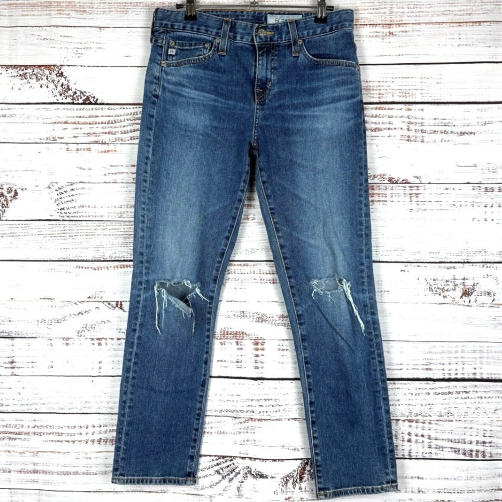 AG Adriano Goldschmied Ex-Boyfriend Slim Jeans Distressed Blue‎ Ankle Denim 25R